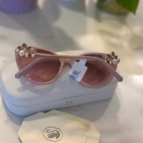 NEW! NWT! Swarovski Pink Embellished Sunglasses Cat Eye Women 55MM - Picture 8 of 8
